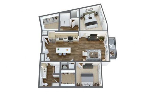 2 bedroom, 2 bathroom
